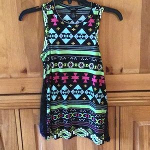 Rue21 Small lribbed Aztec tank/side lace panel